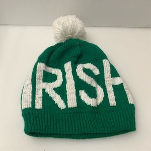 UNBRANDED Youth Knit Hat Beanie says IRISH Pom on Top Green White